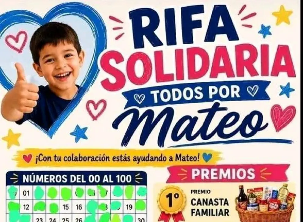 La mamá de Mateo organizó una rifa solidaria para sufragar los gastos de atención médica. 