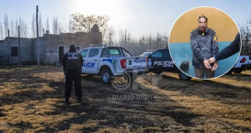 El allanamiento se realizó en una chacra de Mainqué; se encontraron restos de animales y las correas que tenían puestas al ser robadas. Foto: gentileza LCR,