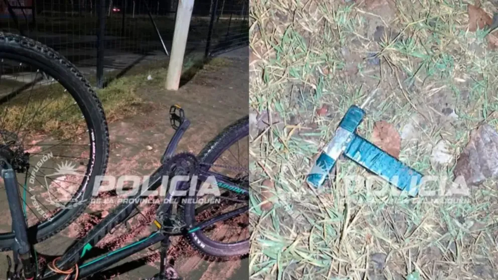 Cuatro menores interceptados con una bicicleta robada y un arma casera. Foto gentileza Prensa Policía Neuquén