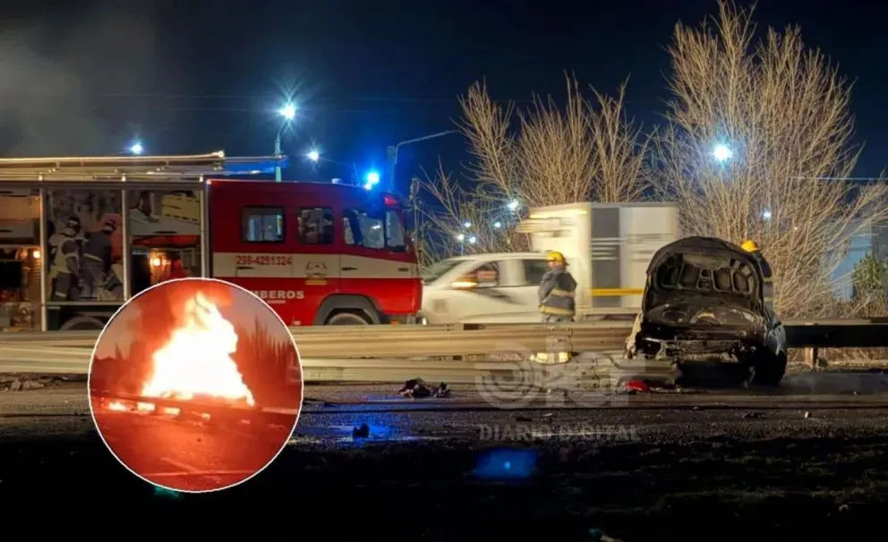 La víctima, un hombre de 73 años, era un conocido vecino de Roca. Viajaba en un Chevrolet Cruze cuando perdió el control y se estrelló contra el guarda rail. Foto: LCR Regina.