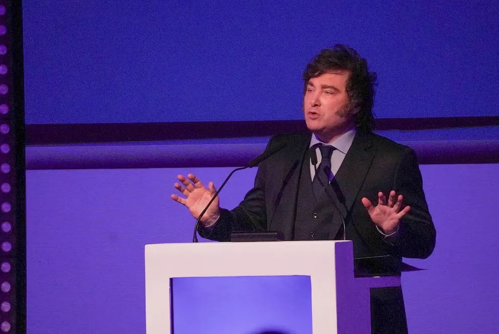 El presidente Javier Milei durante su discurso.
