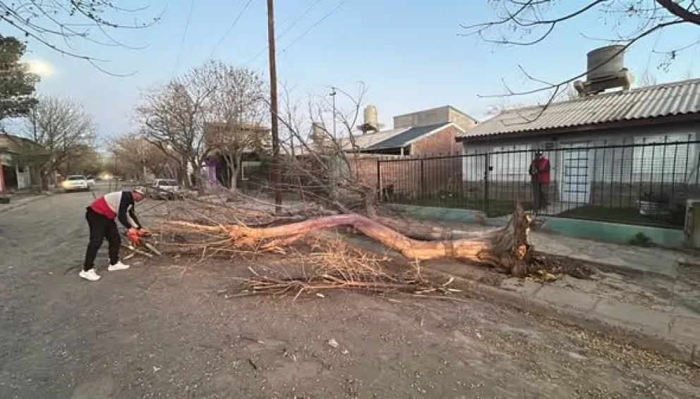 Desde Protección Civil trabajaron durante toda la jornada del domingo asistiendo a vecinos. Foto gentileza Municipalidad Cipolletti