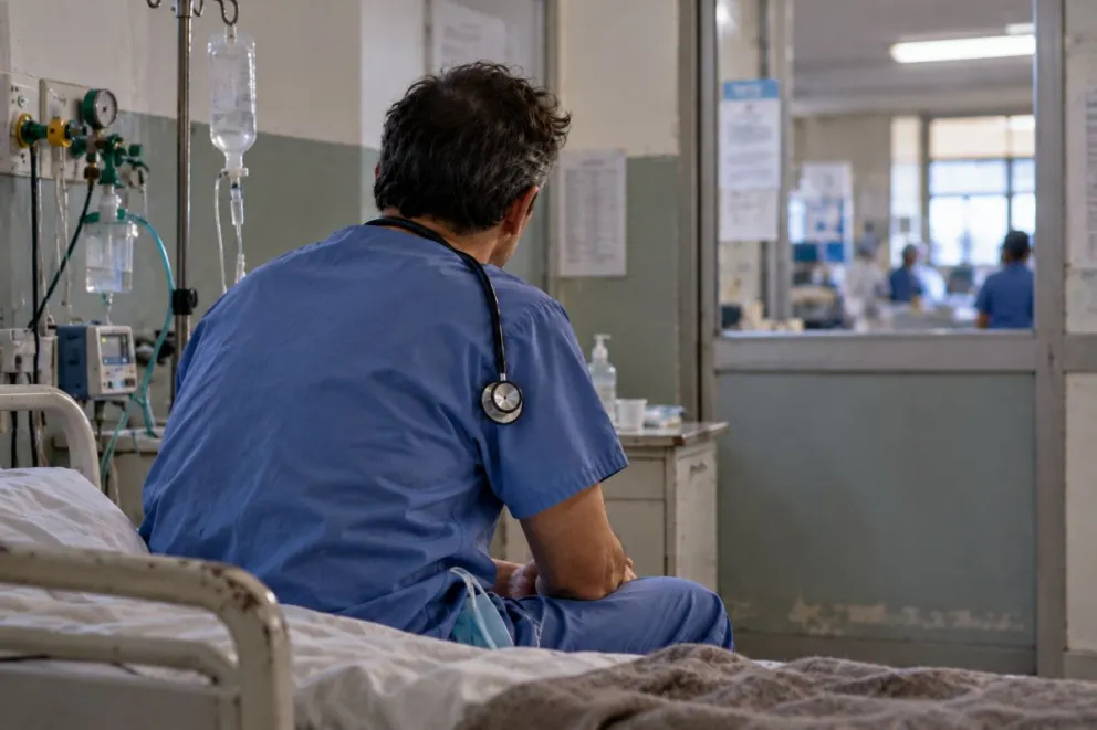 El médico se contagió de Covid y estuvo 48 días internado en terapia intensiva, lo que le dejó una incapacidad física permanente. Foto: prensa Poder Judicial de Neuquén.